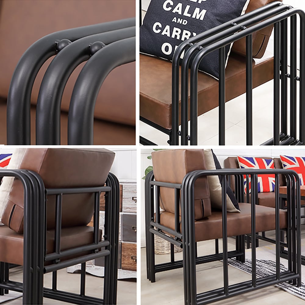 Loft Bar Deck Retro Cafe Industrial Single Sofa Chair Faux Leather Upholstered window image