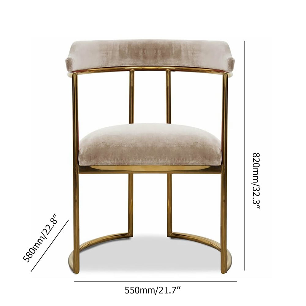 Velvet Upholstered Arm Dining Chair Accent Chair with Metal Frame window image
