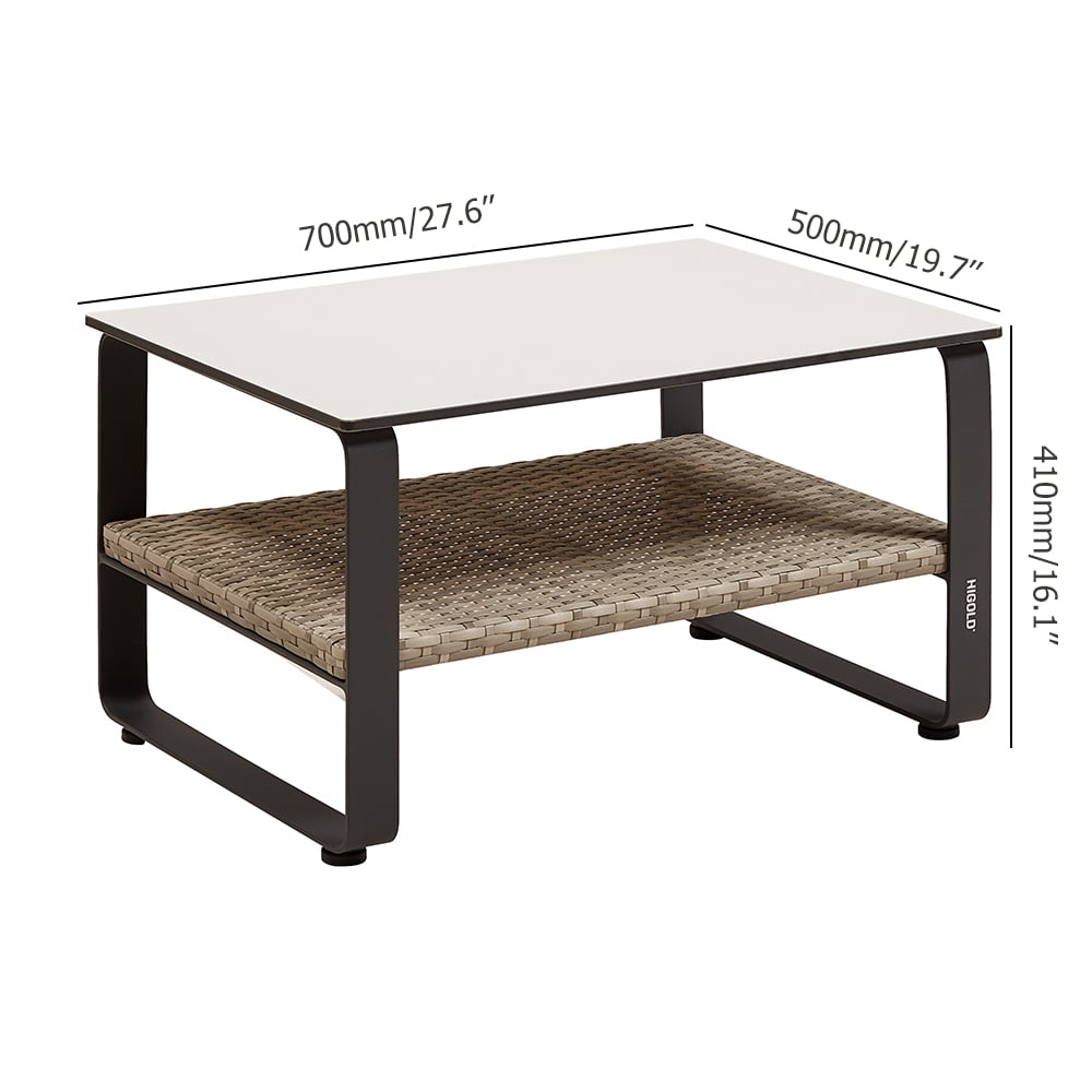 Double Layer Outdoor Side Table with HPL-Top Aluminum Frame window image