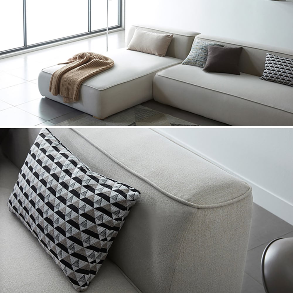 2900mm Modern L-Shaped Sofa Sectionals Beige Upholstered Sofa Solid Wood Legs window image