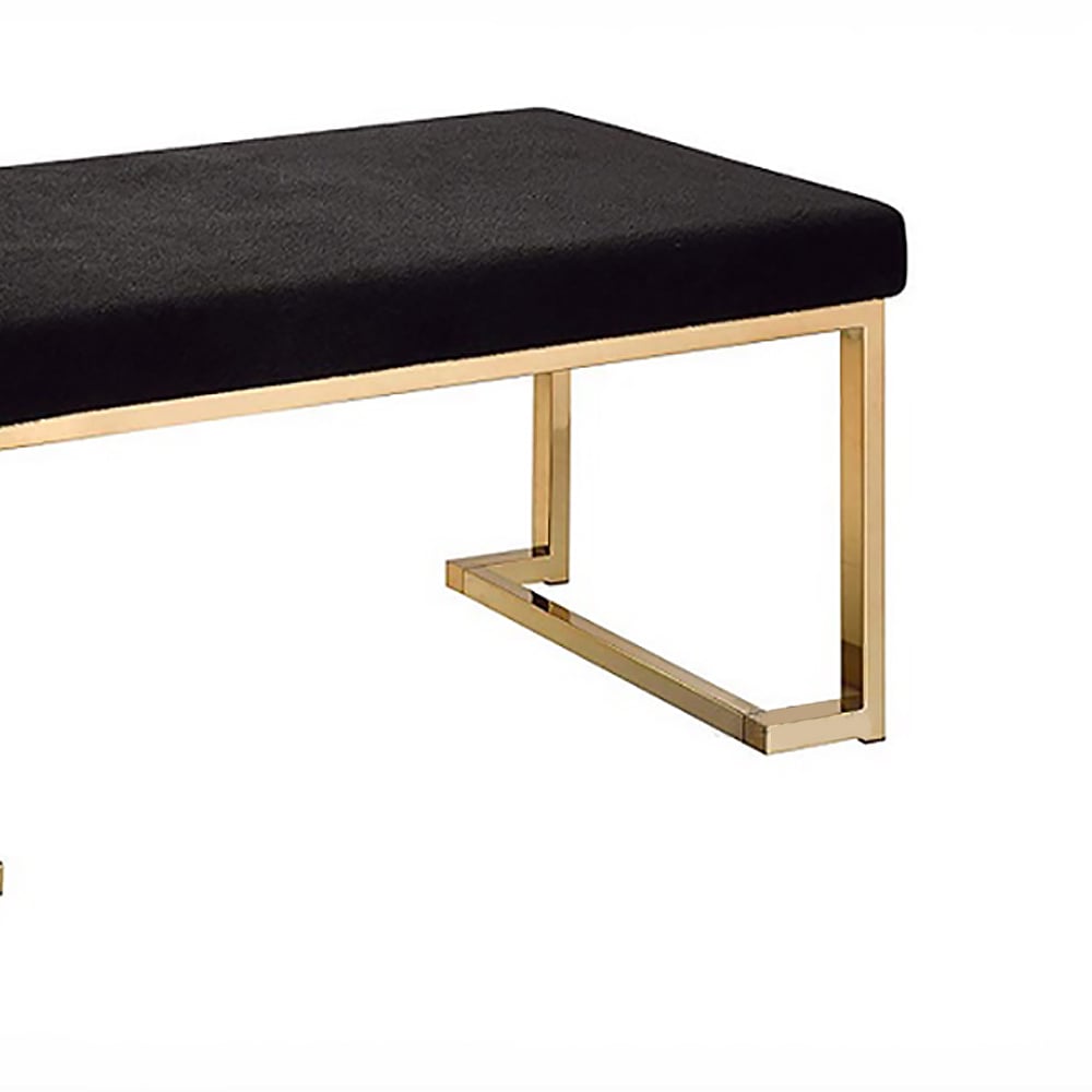 1000mm Modern Entryway Bench Velvet Upholstered Bedroom Bench in Black window image