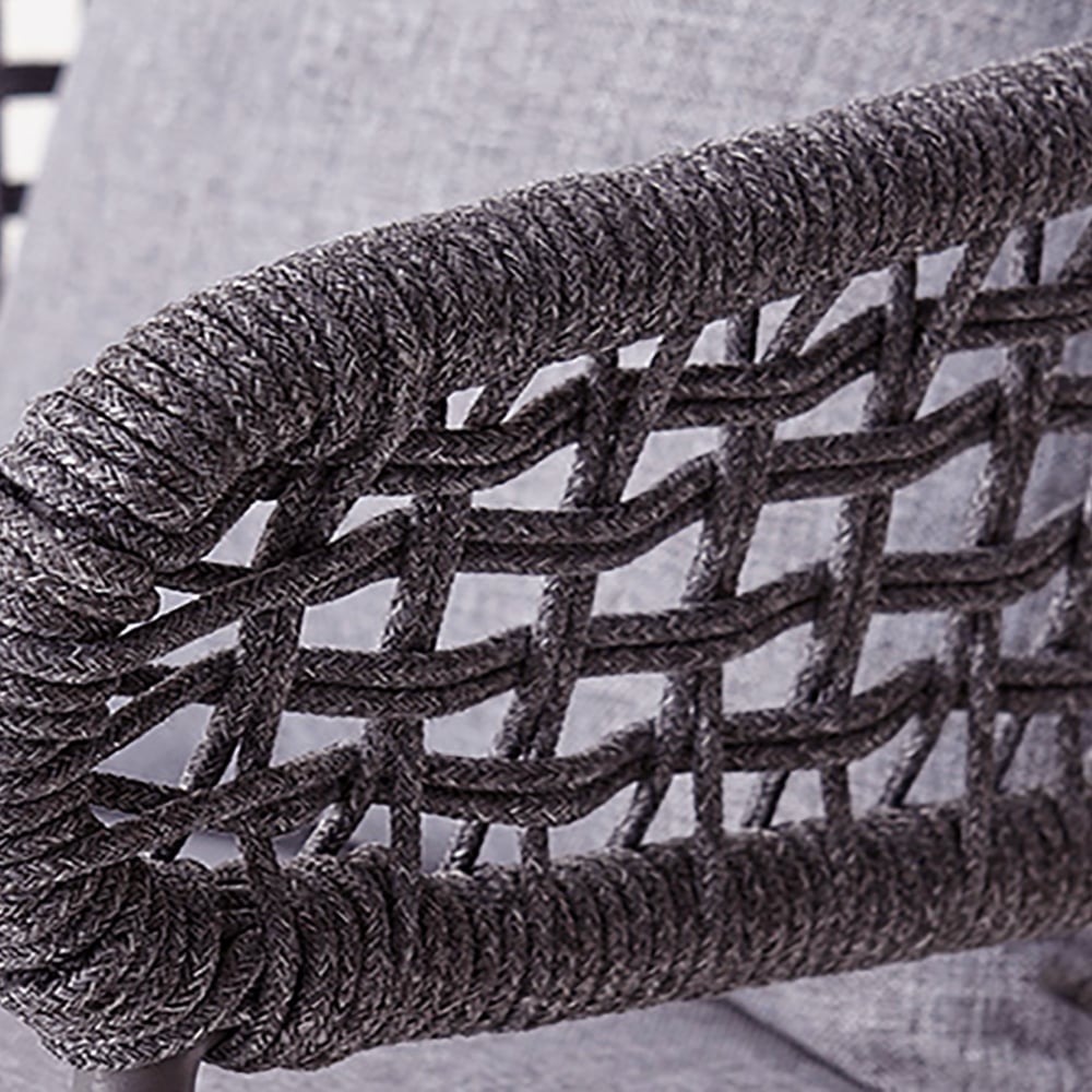 3-Seater Polyester Outdoor Sofa with Rope Woven Back window image