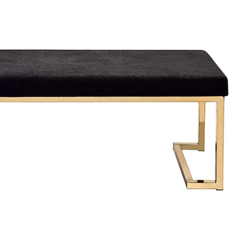 1000mm Modern Entryway Bench Velvet Upholstered Bedroom Bench in Black window image