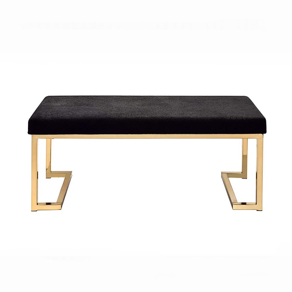 1000mm Modern Entryway Bench Velvet Upholstered Bedroom Bench in Black window image