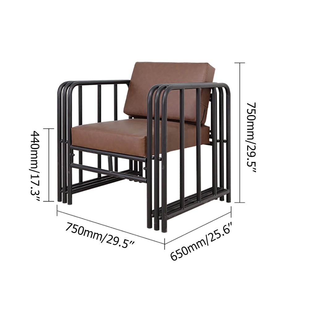 Loft Bar Deck Retro Cafe Industrial Single Sofa Chair Faux Leather Upholstered window image