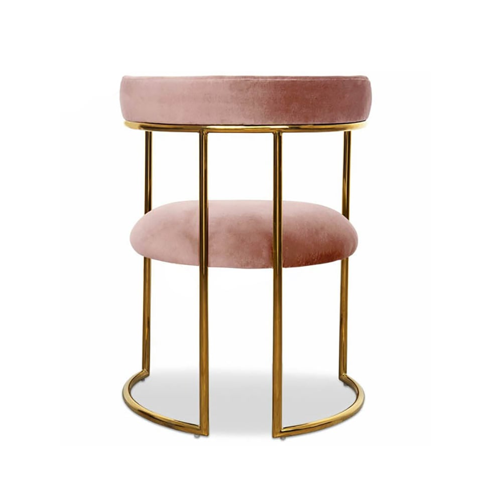 Velvet Upholstered Arm Dining Chair Accent Chair with Metal Frame window image