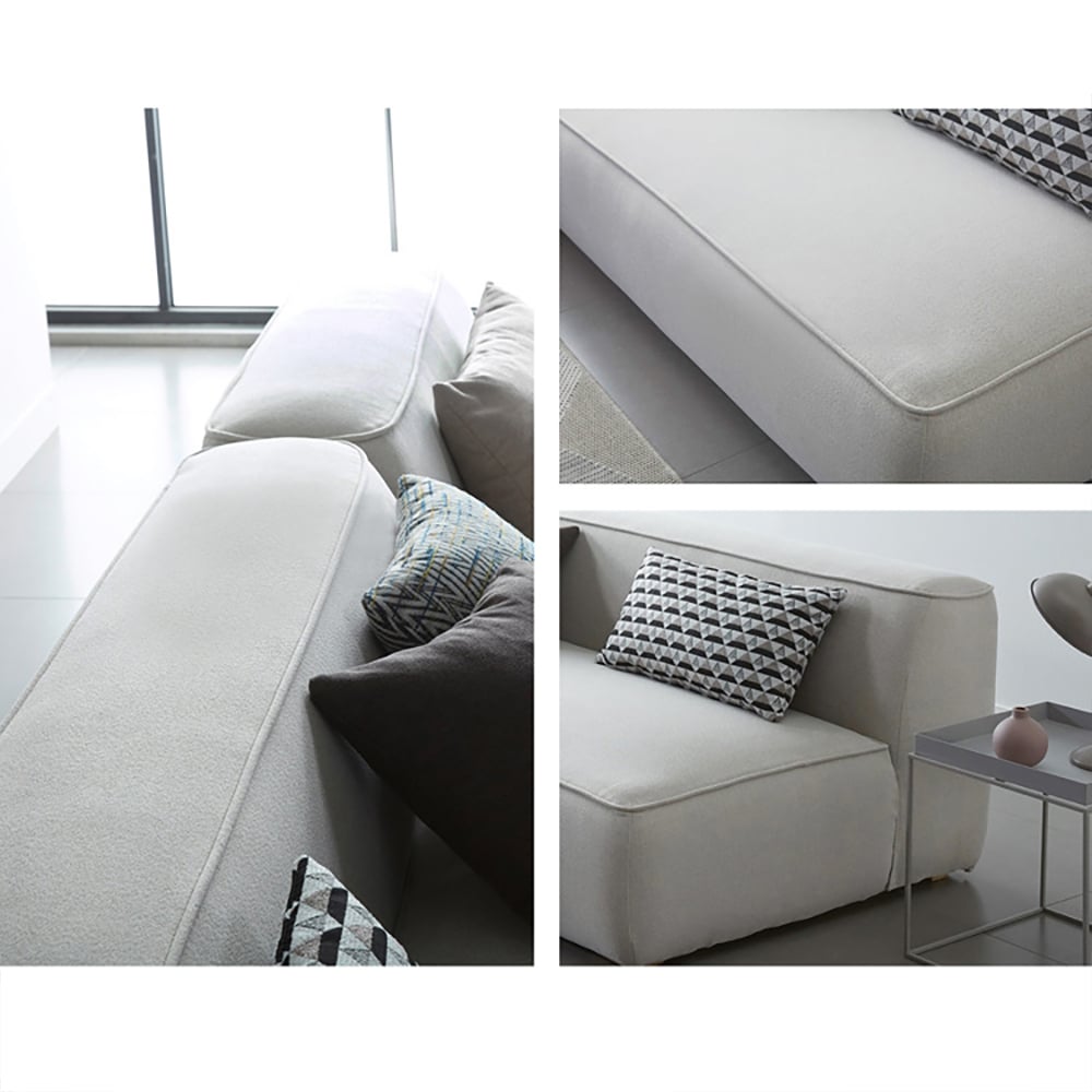 2900mm Modern L-Shaped Sofa Sectionals Beige Upholstered Sofa Solid Wood Legs window image