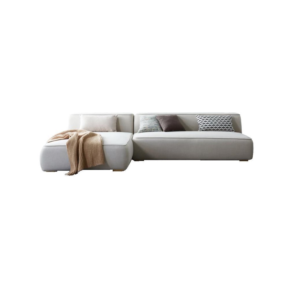 2900mm Modern L-Shaped Sofa Sectionals Beige Upholstered Sofa Solid Wood Legs window image