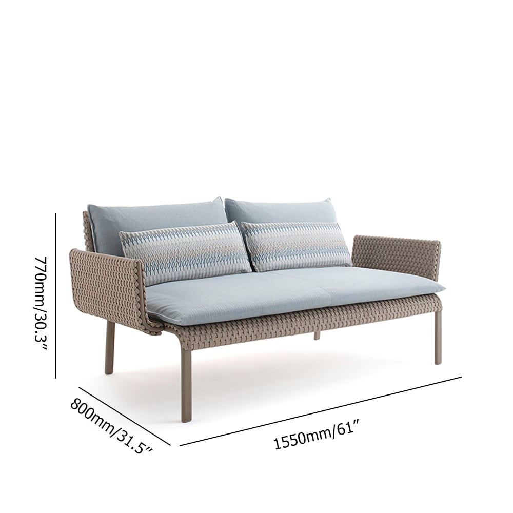 PE Rattan Woven Polyester Outdoor Sofa Loveseat with Cushion and Pillows window image