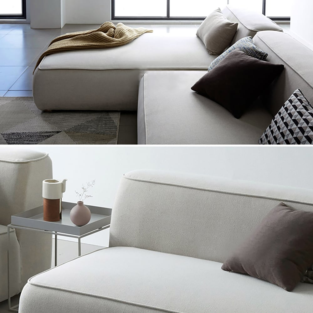 2900mm Modern L-Shaped Sofa Sectionals Beige Upholstered Sofa Solid Wood Legs window image