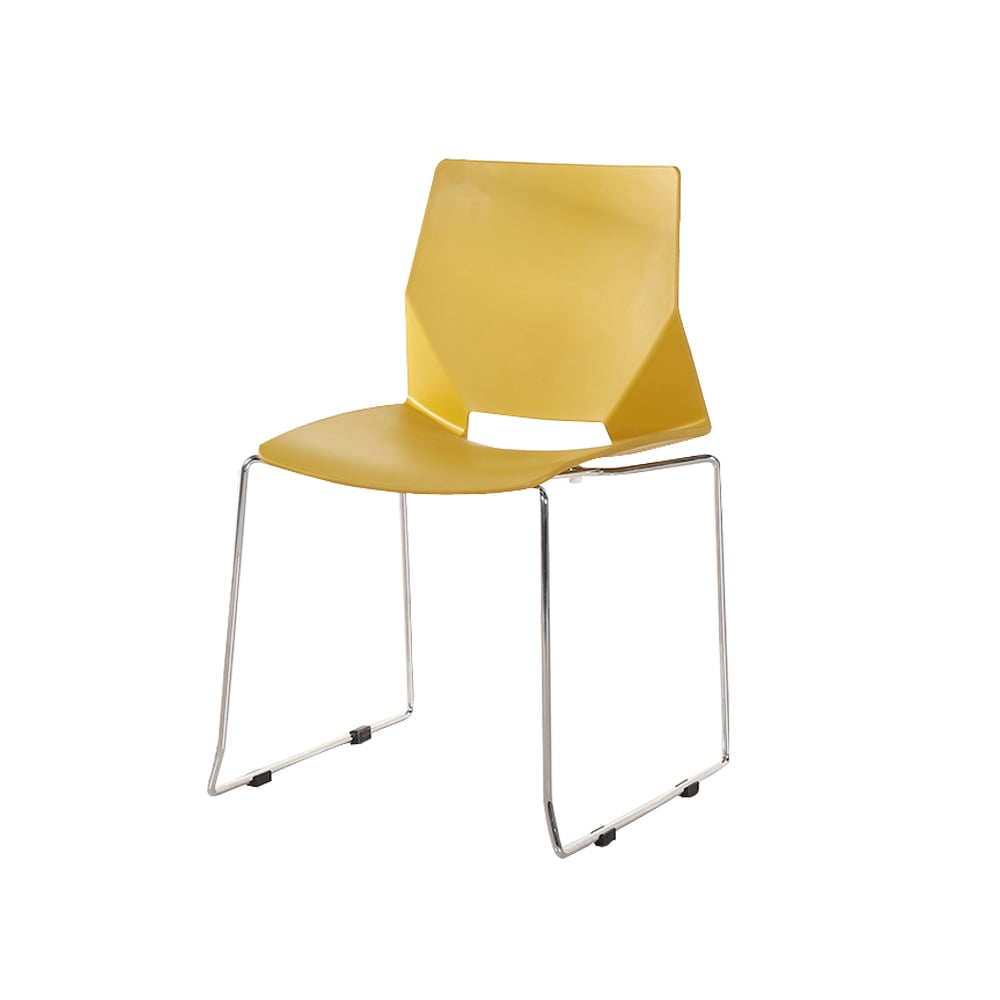 Modern Stackable Plastic Side Chair Dining Chair with Steel Legs Set of 2 window image