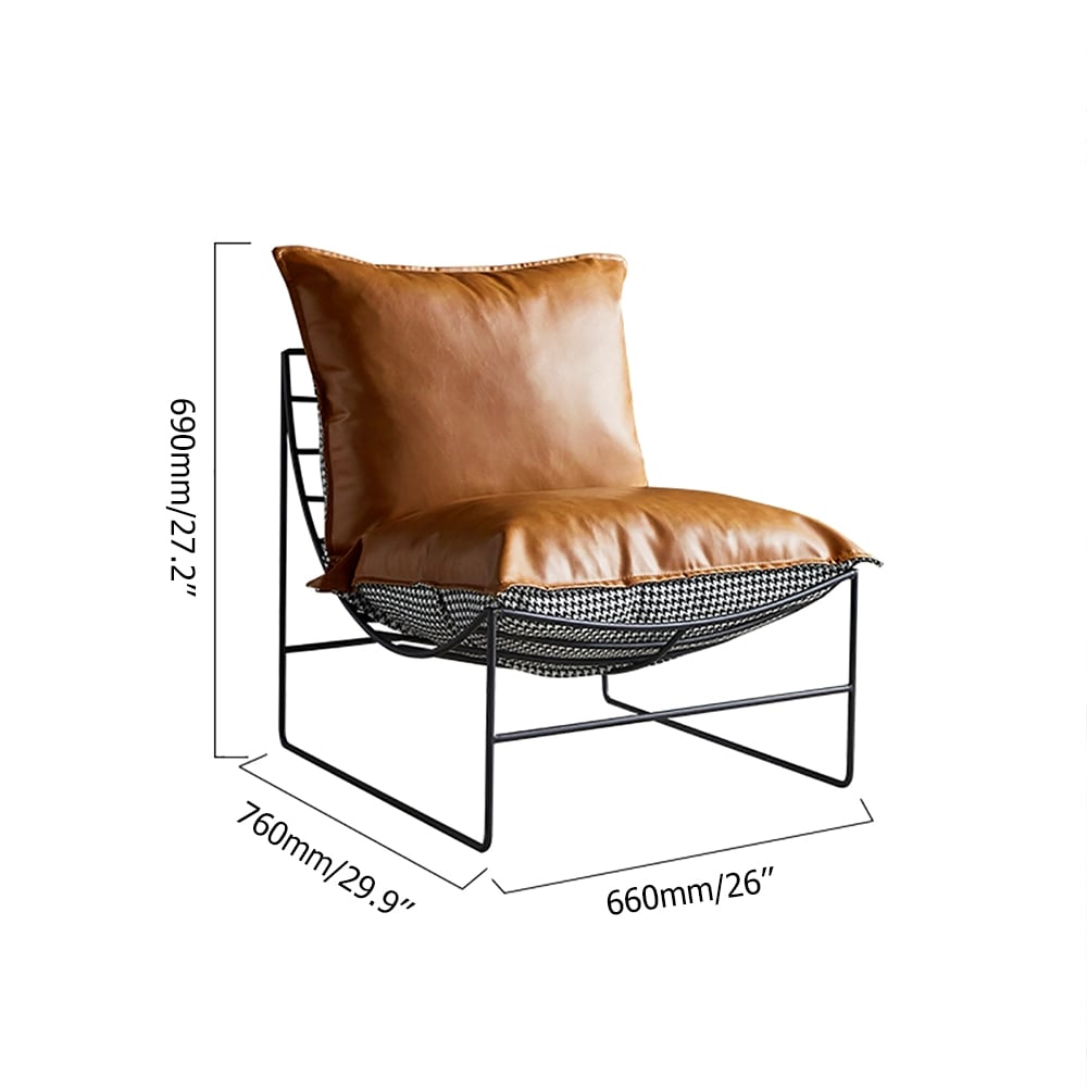 Modern Accent Chair Single Sofa Chair Seat PU Leather&Houndstooth Upholstered window image