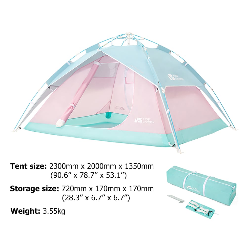 Tente de Camping 3-4 Personnes 190T Revêtement Imperméable Polyester image de fenêtre