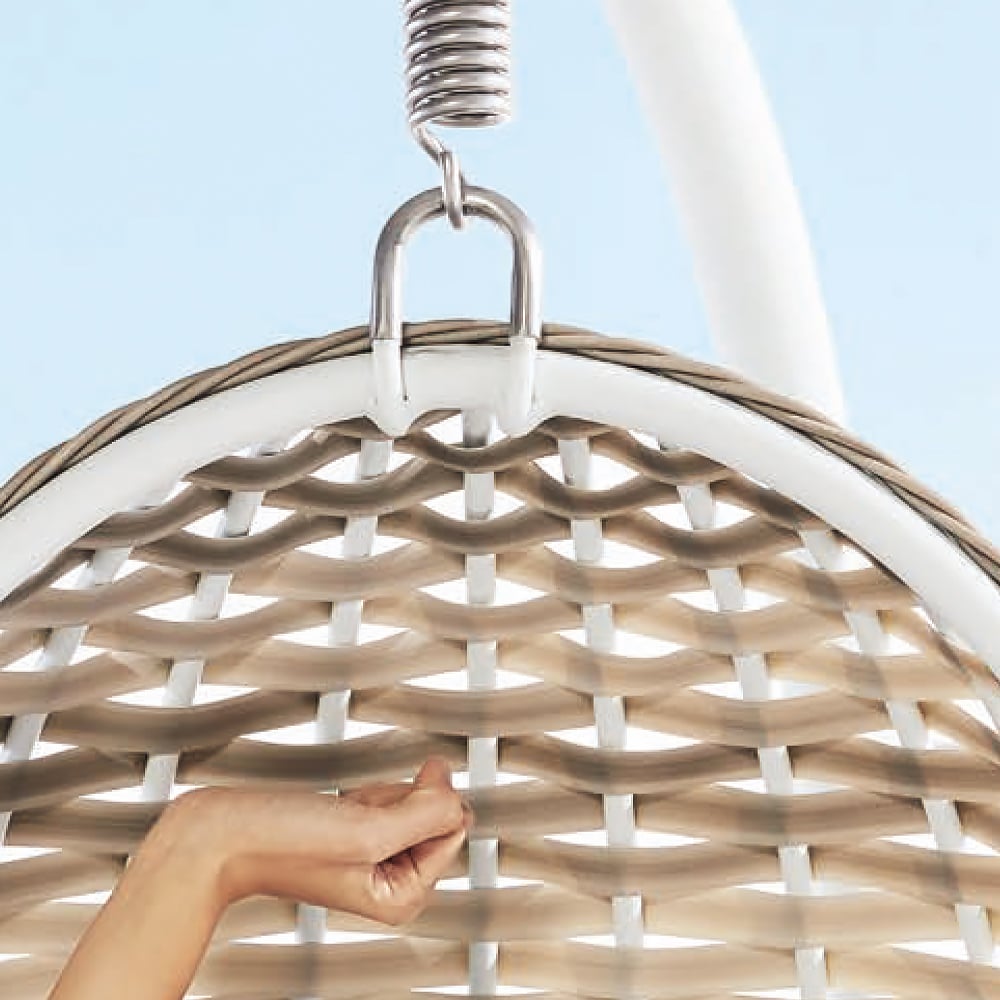 Rattan Woven Outdoor Swing Chair with Aluminum Stand window image