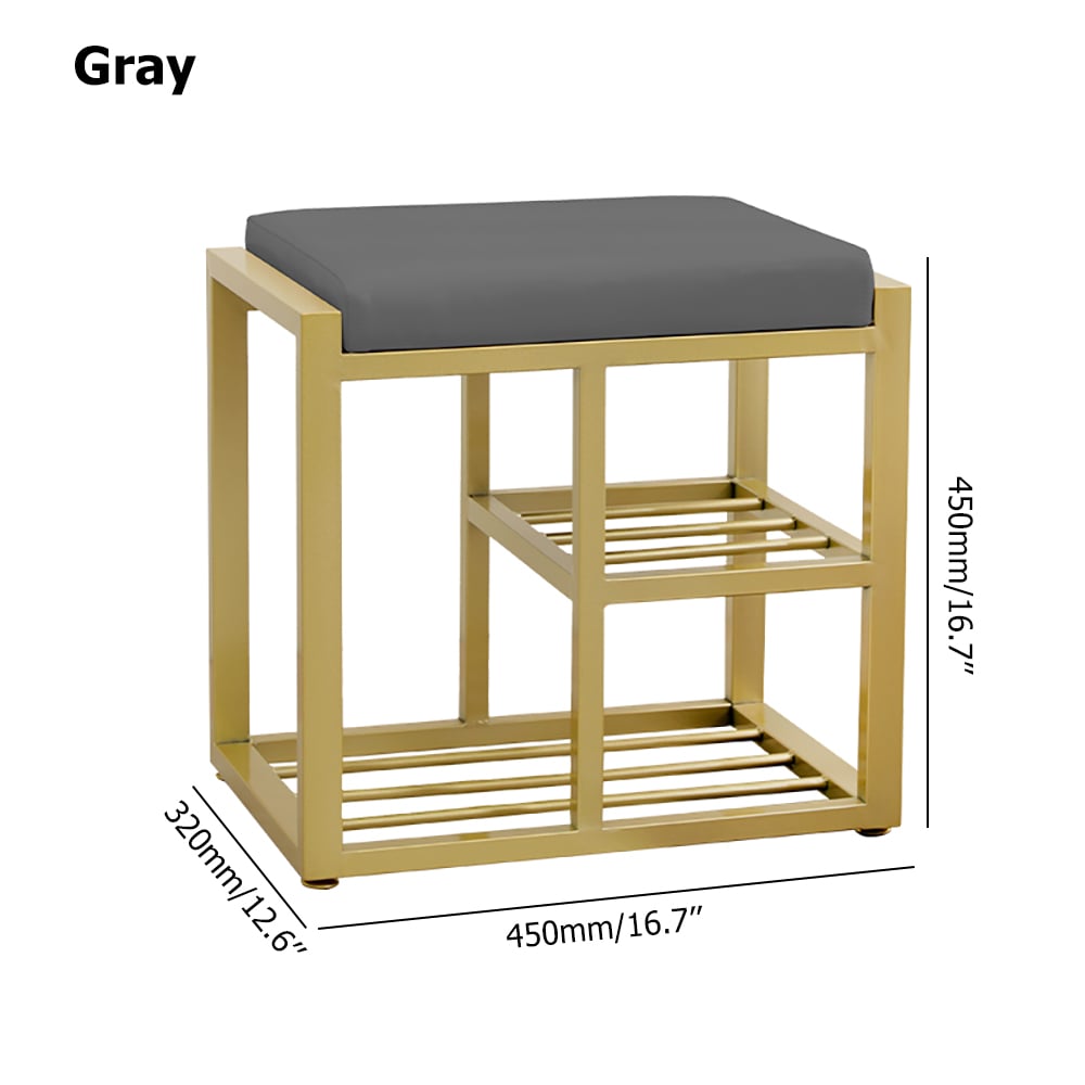 450mm Modern Shoe Rack Bench Footstool Ottoman Stool Faux Leather Upholstered window image