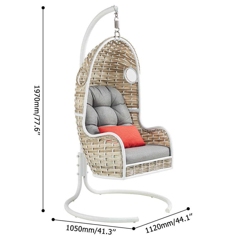 Rattan Woven Outdoor Swing Chair with Aluminum Stand window image