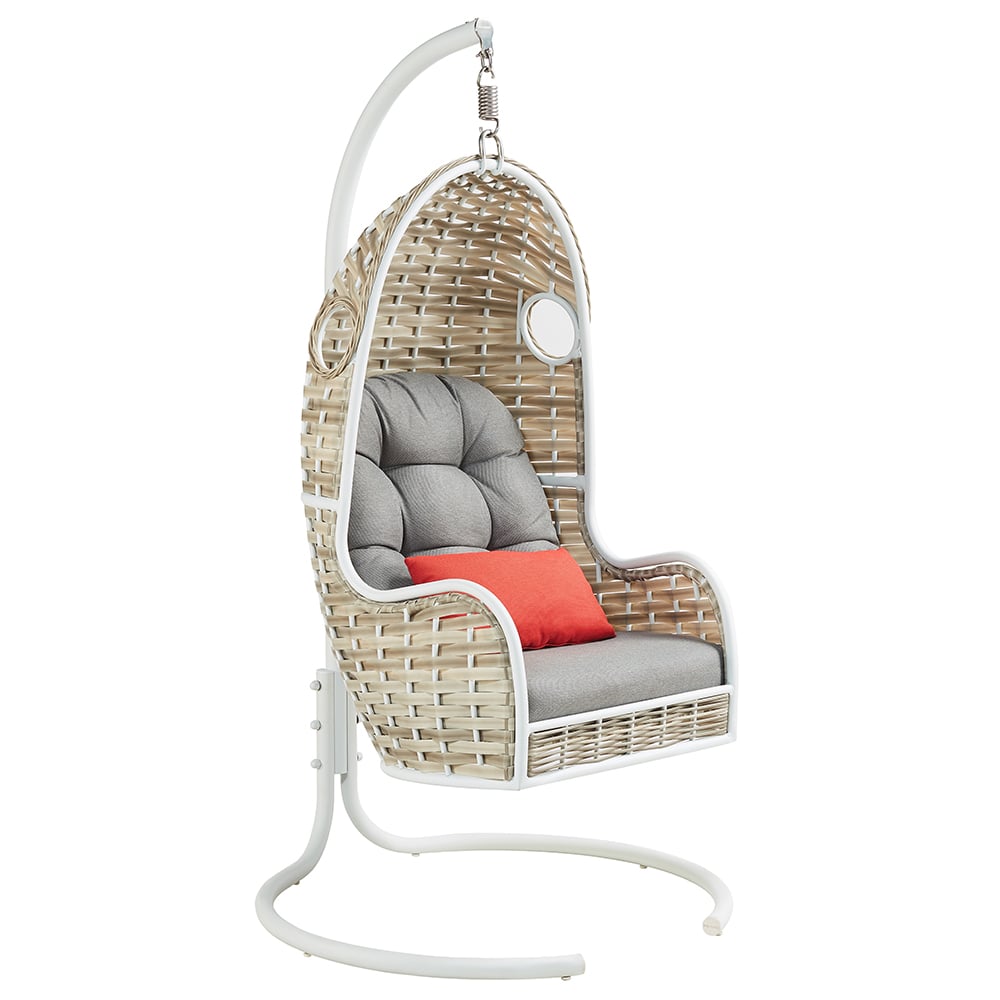 Rattan Woven Outdoor Swing Chair with Aluminum Stand window image