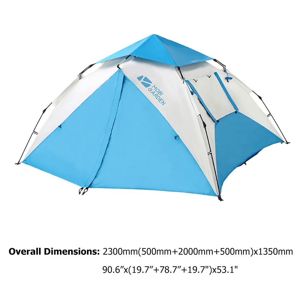 Tente automatique anti-pluie LINGDONG pour 3-4 personnes avec revêtement en polyester 190T image de fenêtre