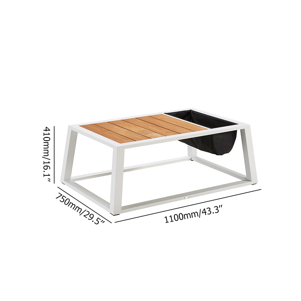 1099.8mm Teak Wood Outdoor Coffee Table With Storage Bag window image