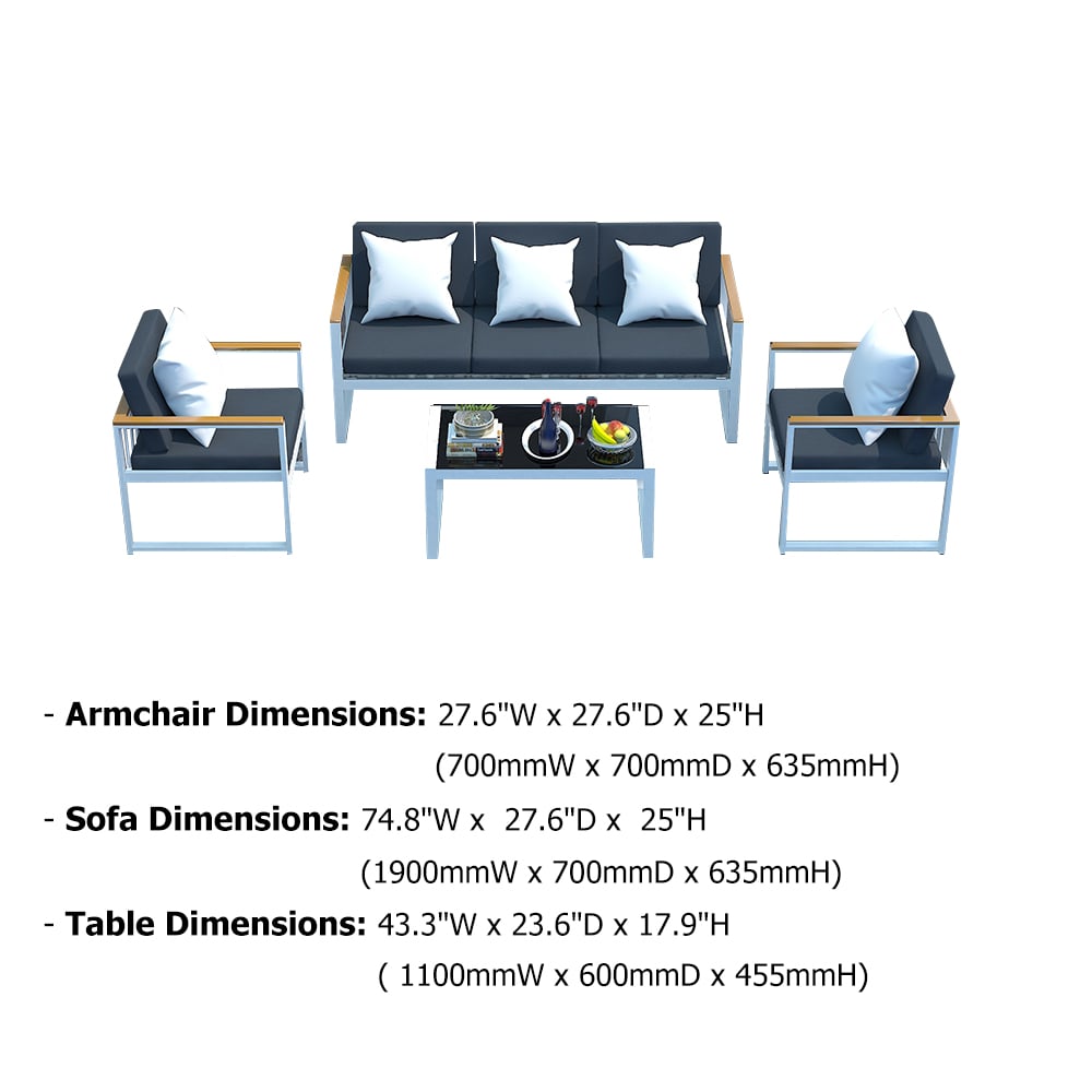 4-Pieces Polyester Outdoor Conversation Set with Aluminum Frame and Coffee Table window image