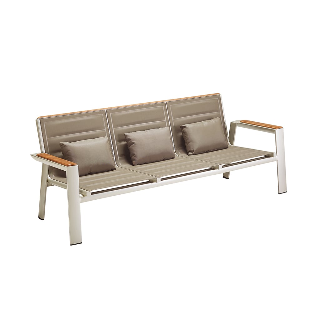 3-Seater Outdoor Bench with Textilene Seat Aluminum Frame window image