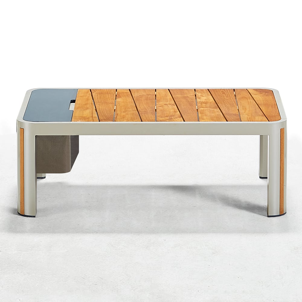 Rectangle Outdoor Coffee Table with Teak Wood Tabletop and Extra Storage Space window image