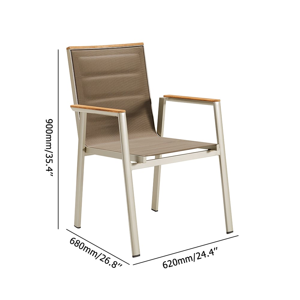 7-Pieces Outdoor Dining Set with Rectangle Teak Wood-Top Table and 6 Side Chairs window image