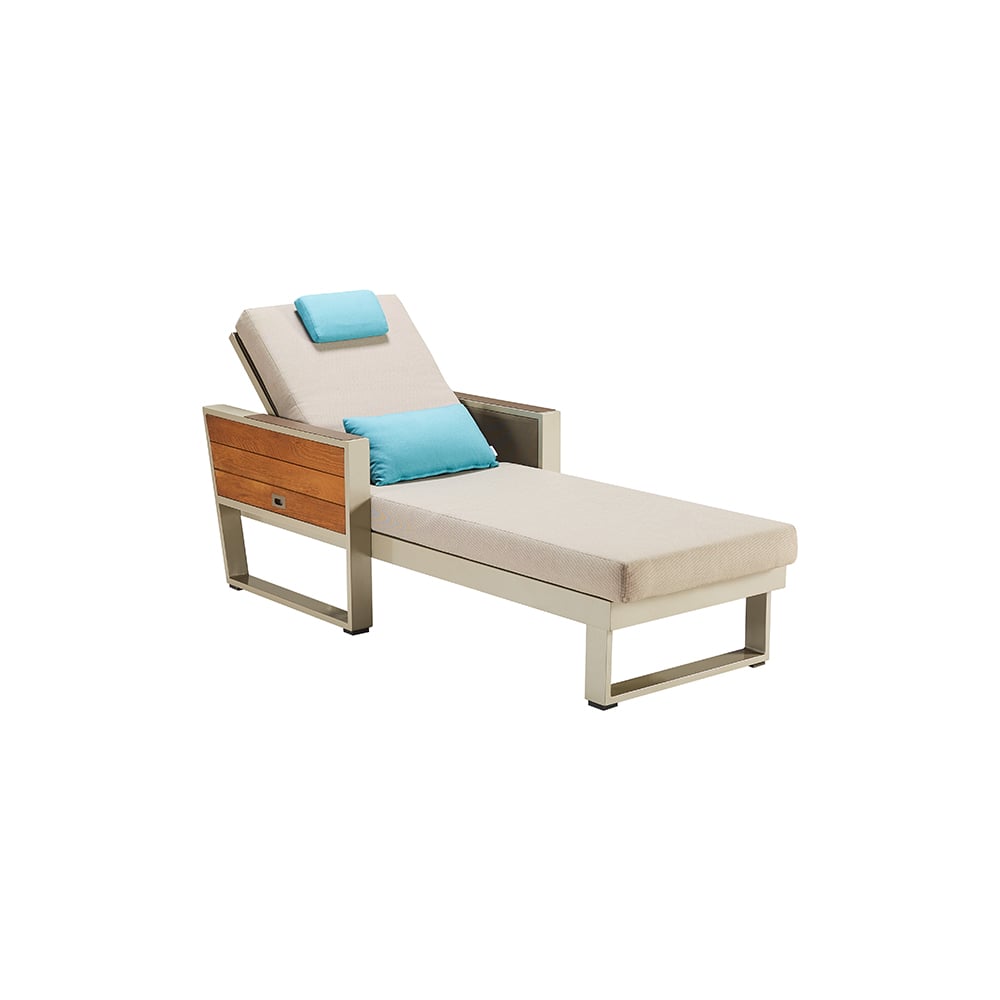 3-Piece Outdoor Lounge Chairs with Teak Wood Side Table window image