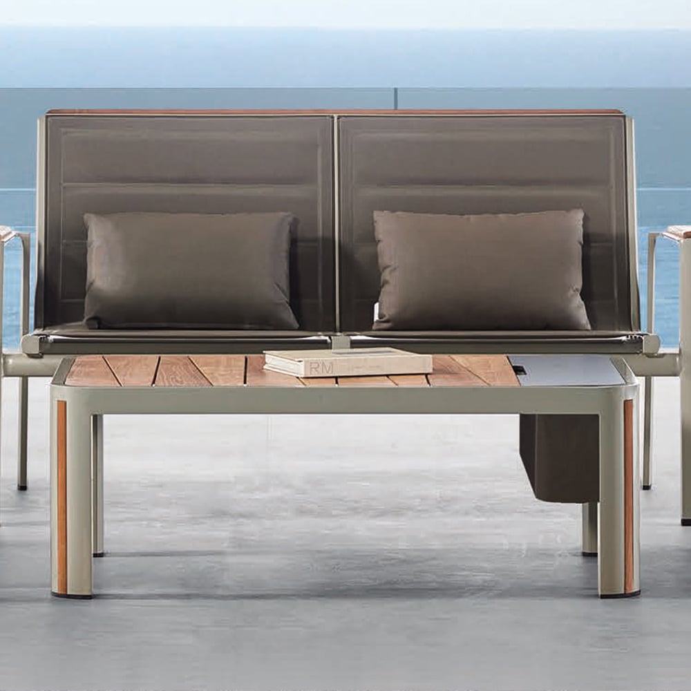 Rectangle Outdoor Coffee Table with Teak Wood Tabletop and Extra Storage Space window image