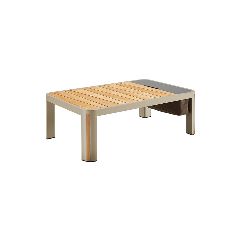 Rectangle Outdoor Coffee Table with Teak Wood Tabletop and Extra Storage Space window image