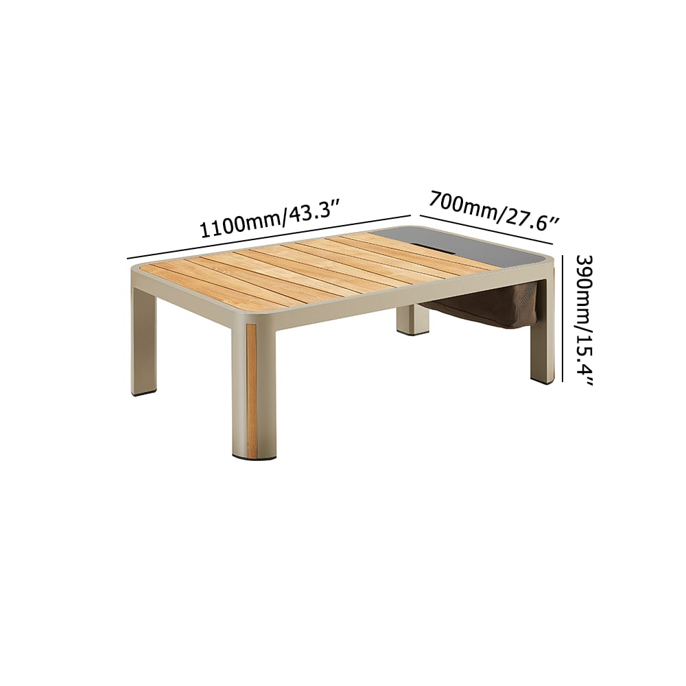 Rectangle Outdoor Coffee Table with Teak Wood Tabletop and Extra Storage Space window image