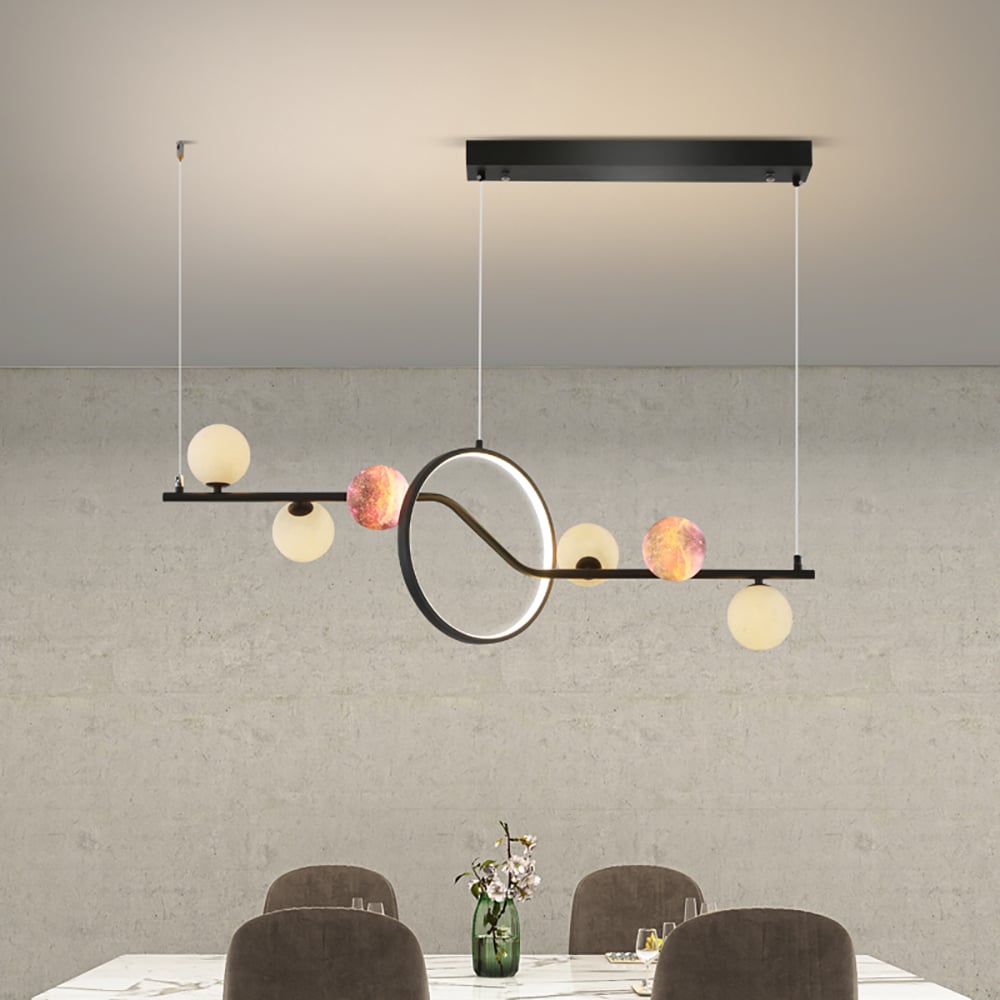 Modern 6-Light LED Island Light Ceiling Light with Globe Shade window image