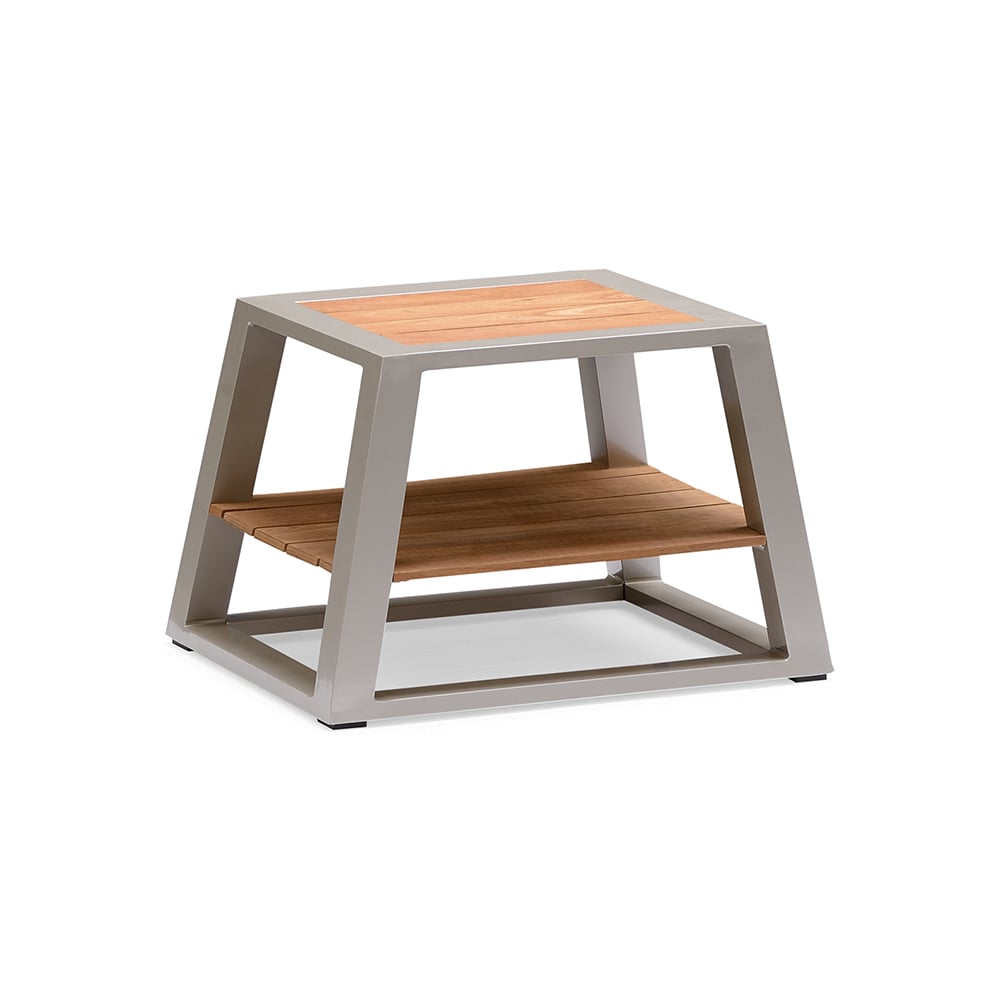 600mm Teak Side Table with 2 Shelves window image