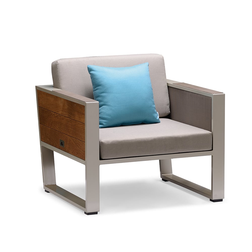 7-Piece Outdoor Conversation Set with Armchair LoveSeats and Teak Tabletop window image