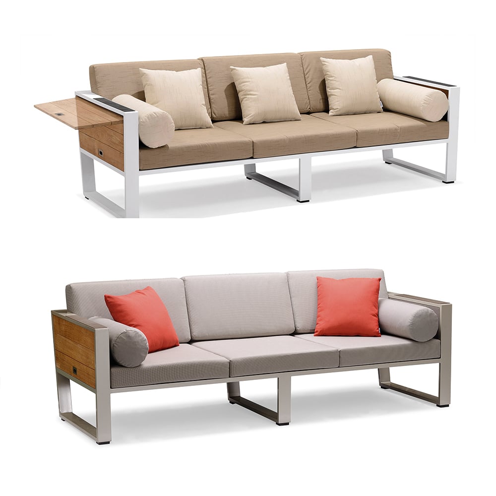 7-Piece Outdoor Conversation Set with Armchair LoveSeats and Teak Tabletop window image