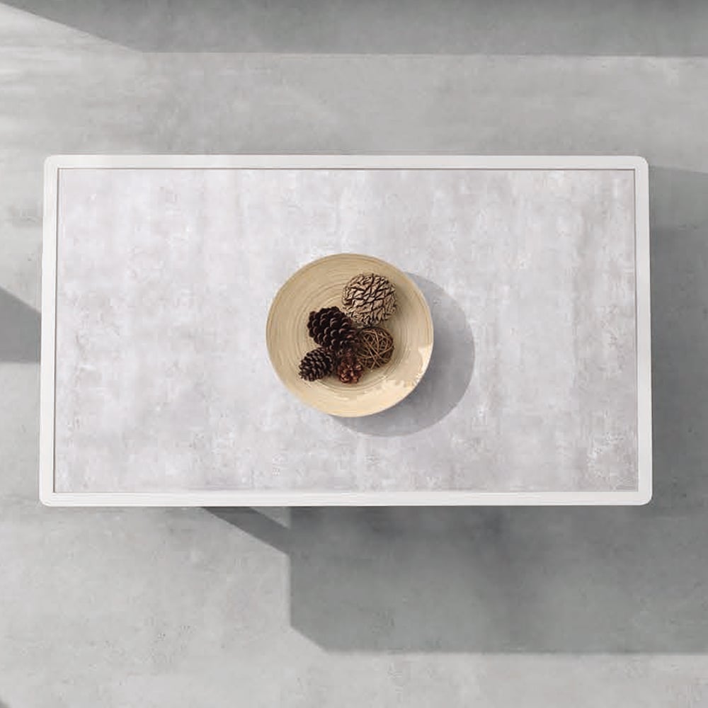 43.3" Outdoor Coffee Table Printing Glass Tabletop in White window image