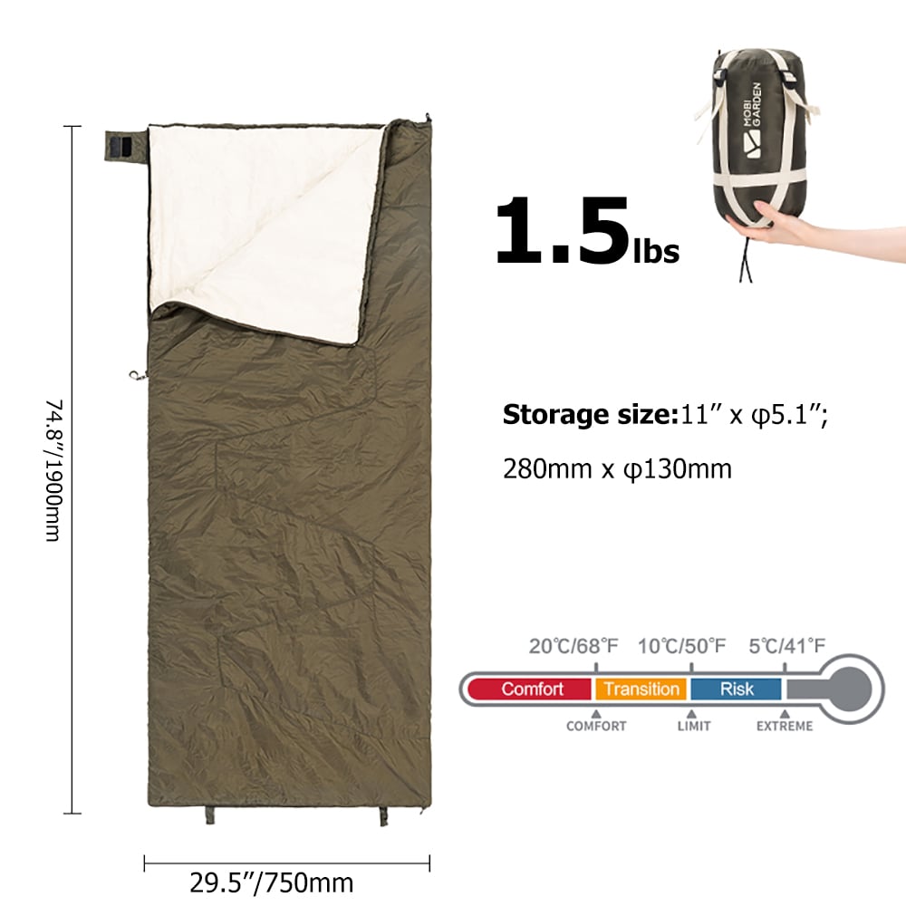 Sac de Couchage Extérieur pour 1 Personne 3 Saisons image de fenêtre