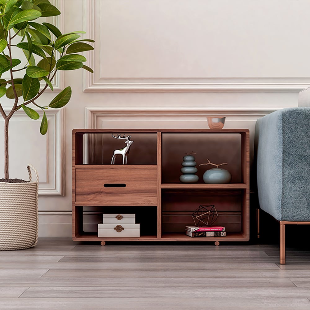 800mm Vintage Rectangular Wooded Console Table with 1-Drawer & Shelves window image