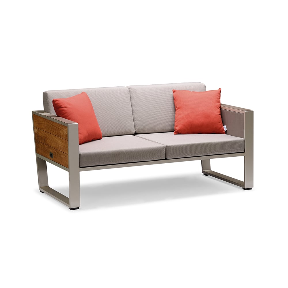 7-Piece Outdoor Conversation Set with Armchair LoveSeats and Teak Tabletop window image