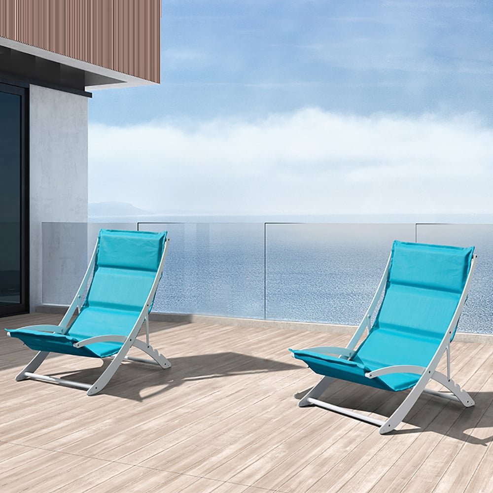 High Back Patio Chair with Aluminum Frame in Blue window image