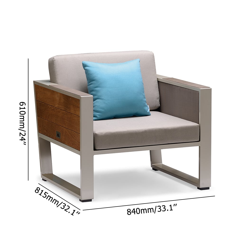 7-Piece Outdoor Conversation Set with Armchair LoveSeats and Teak Tabletop window image