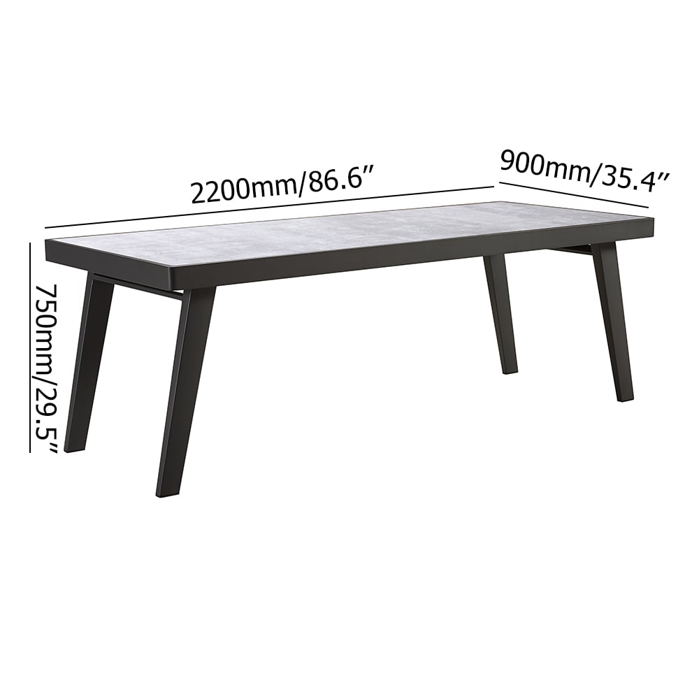 7-Pieces Modern Outdoor Dining Set Glass-top Dining Table and Webbing Chair in Black window image