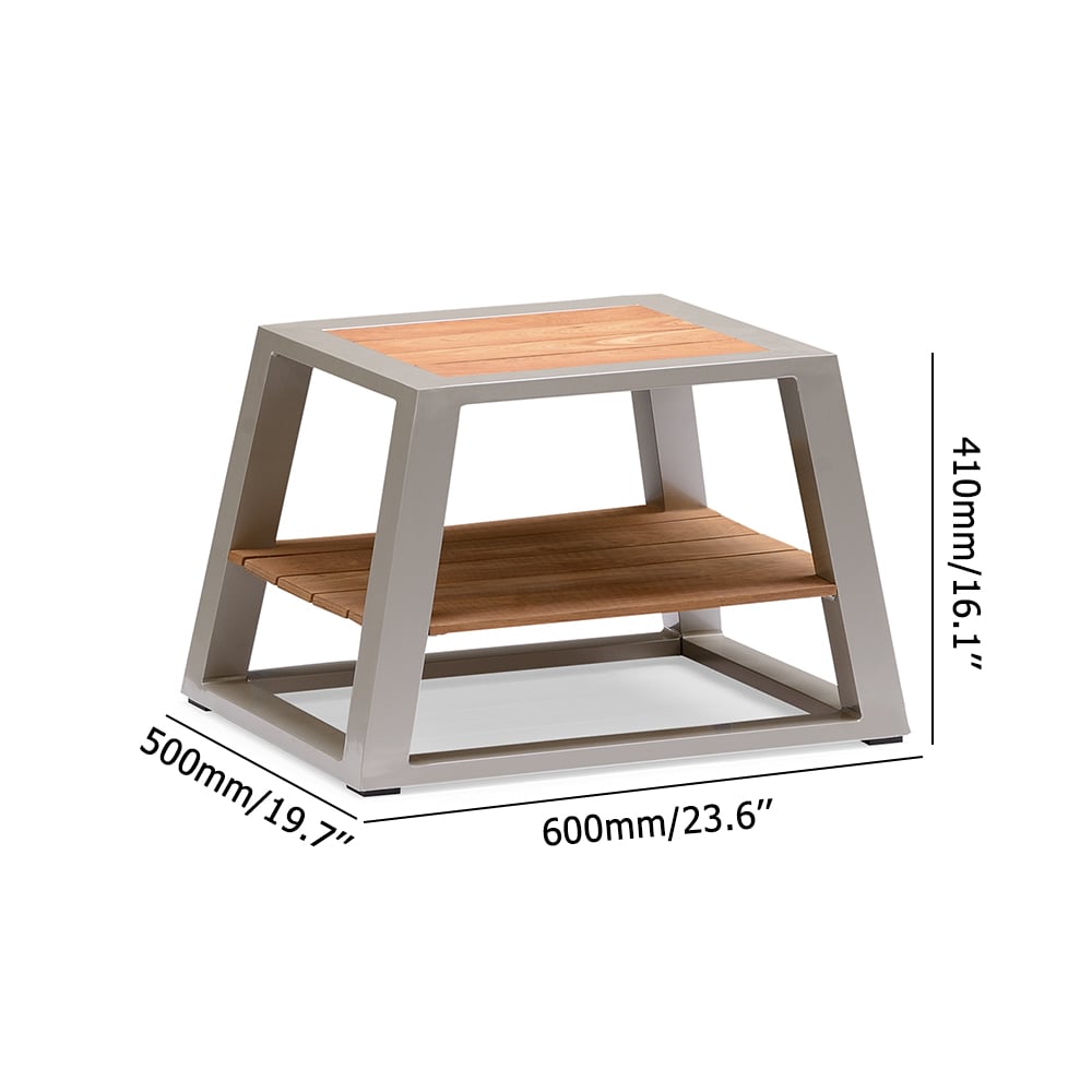 600mm Teak Side Table with 2 Shelves window image