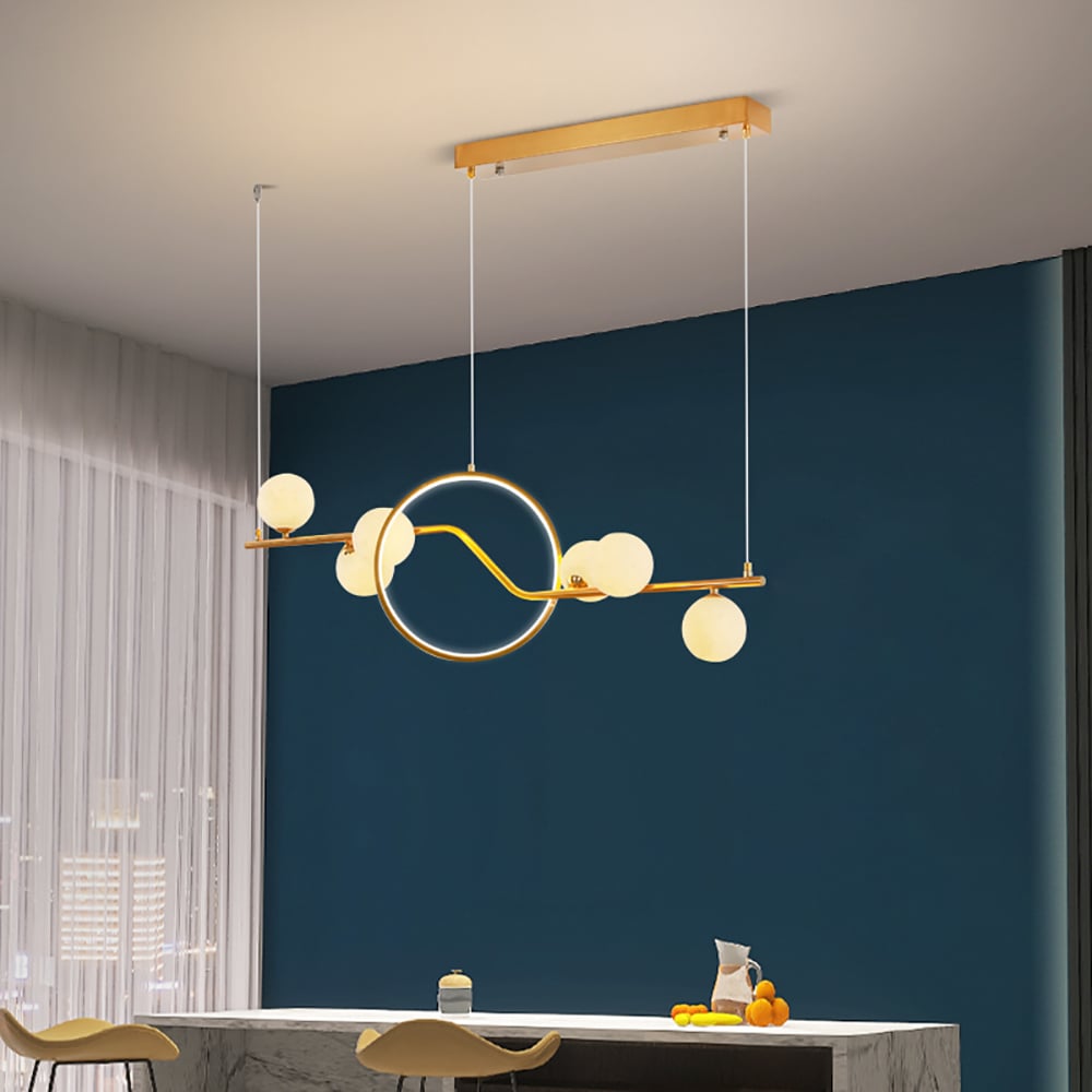 Modern 6-Light LED Island Light Ceiling Light with Globe Shade window image