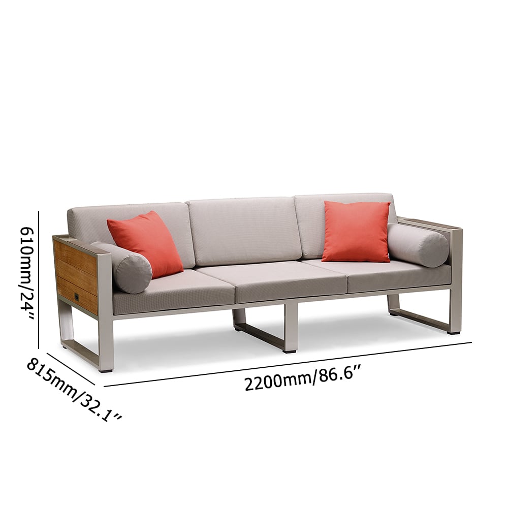 7-Piece Outdoor Conversation Set with Armchair LoveSeats and Teak Tabletop window image