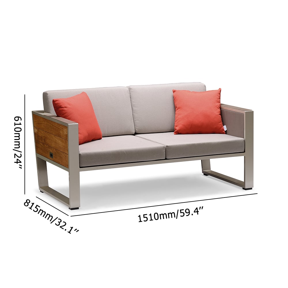 7-Piece Outdoor Conversation Set with Armchair LoveSeats and Teak Tabletop window image