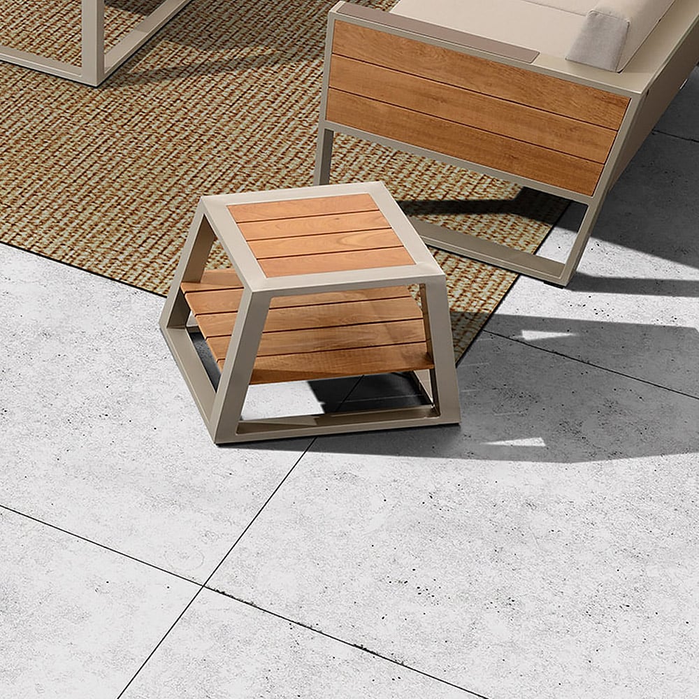 600mm Teak Side Table with 2 Shelves window image