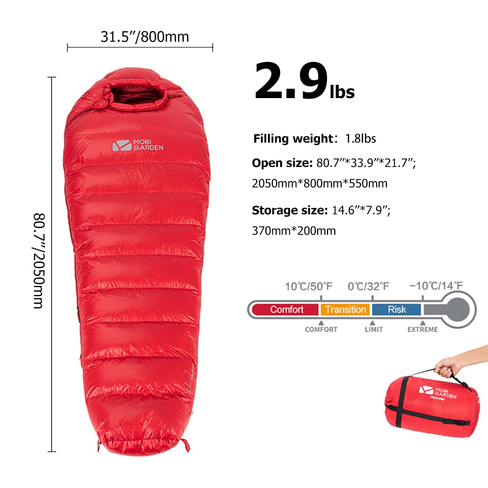 Ultralight High Quality Duck Down 1 Person Ultralight Winter Sleeping Bag window image