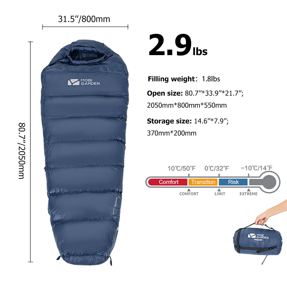 Ultralight High Quality Duck Down 1 Person Ultralight Winter Sleeping Bag window image