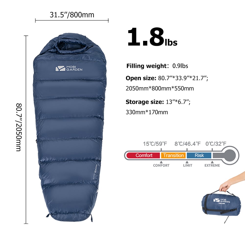 Ultralight High Quality Duck Down 1 Person Ultralight Winter Sleeping Bag window image